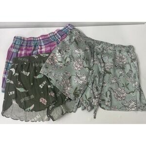 Star Wars & Floral Pajama Shorts Bundle Womens Size M 8-10 Green Purple Good